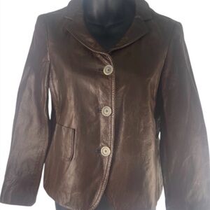 🌹Vintage Brown Danier Leather Women's Jacket